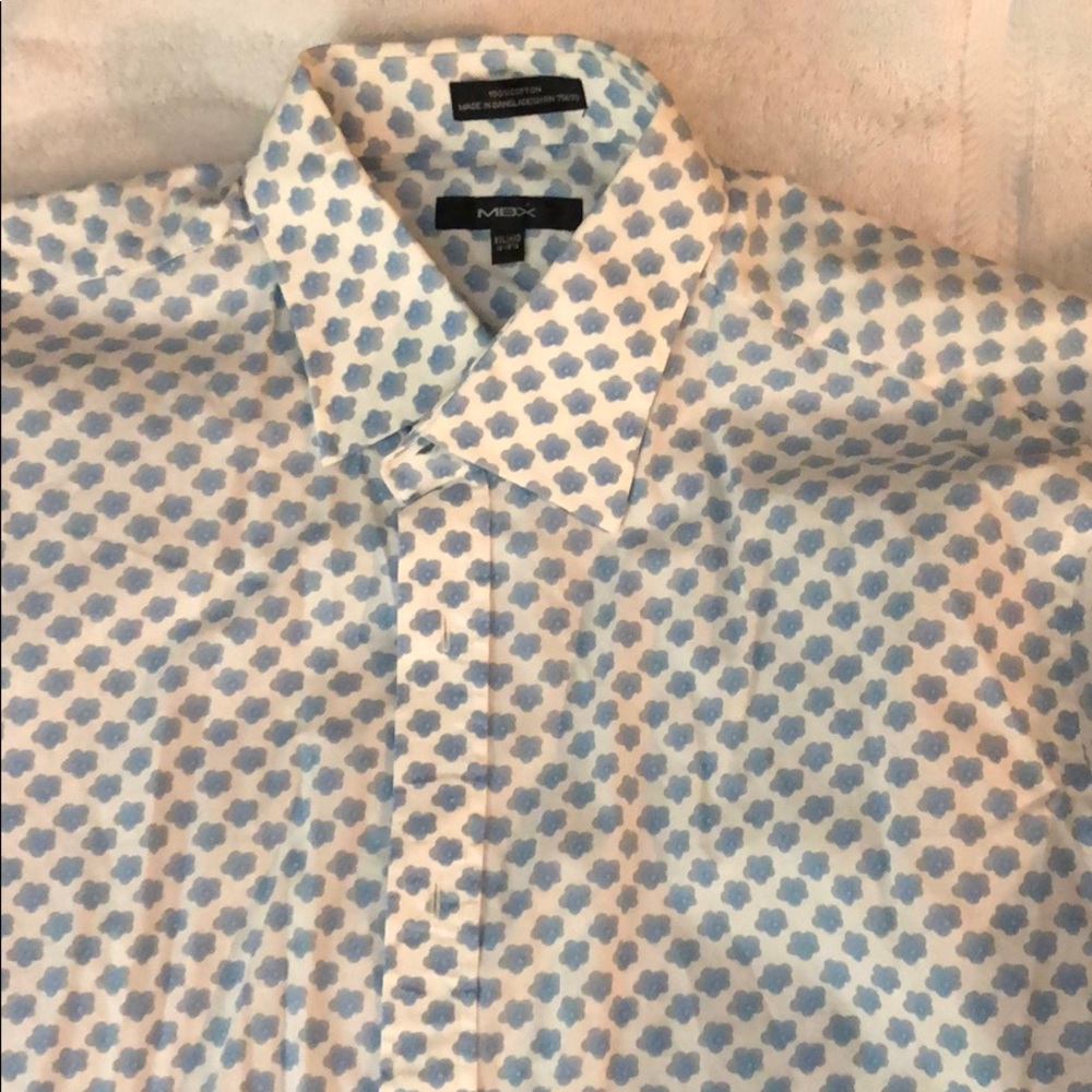 White with blue flowers button up long sleeve